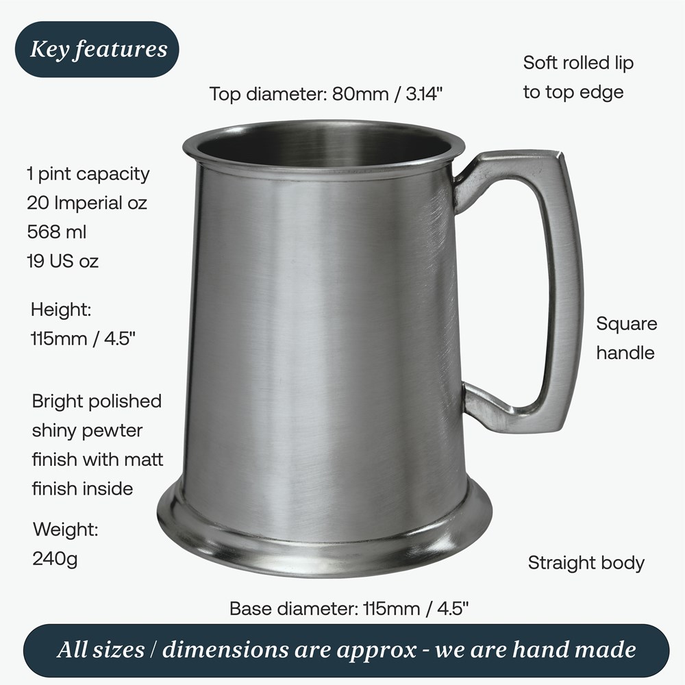 One Pint Antique Finish Pewter Tankard One Pint Antique Finish Pewter Tankard