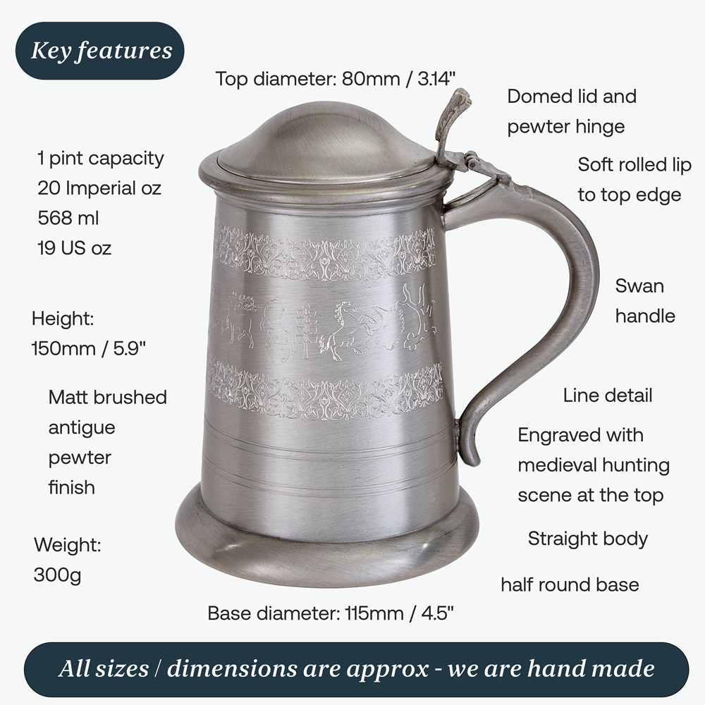 Medieval Hunting Scene Lidded Tankard Medieval Hunting Scene Lidded Tankard