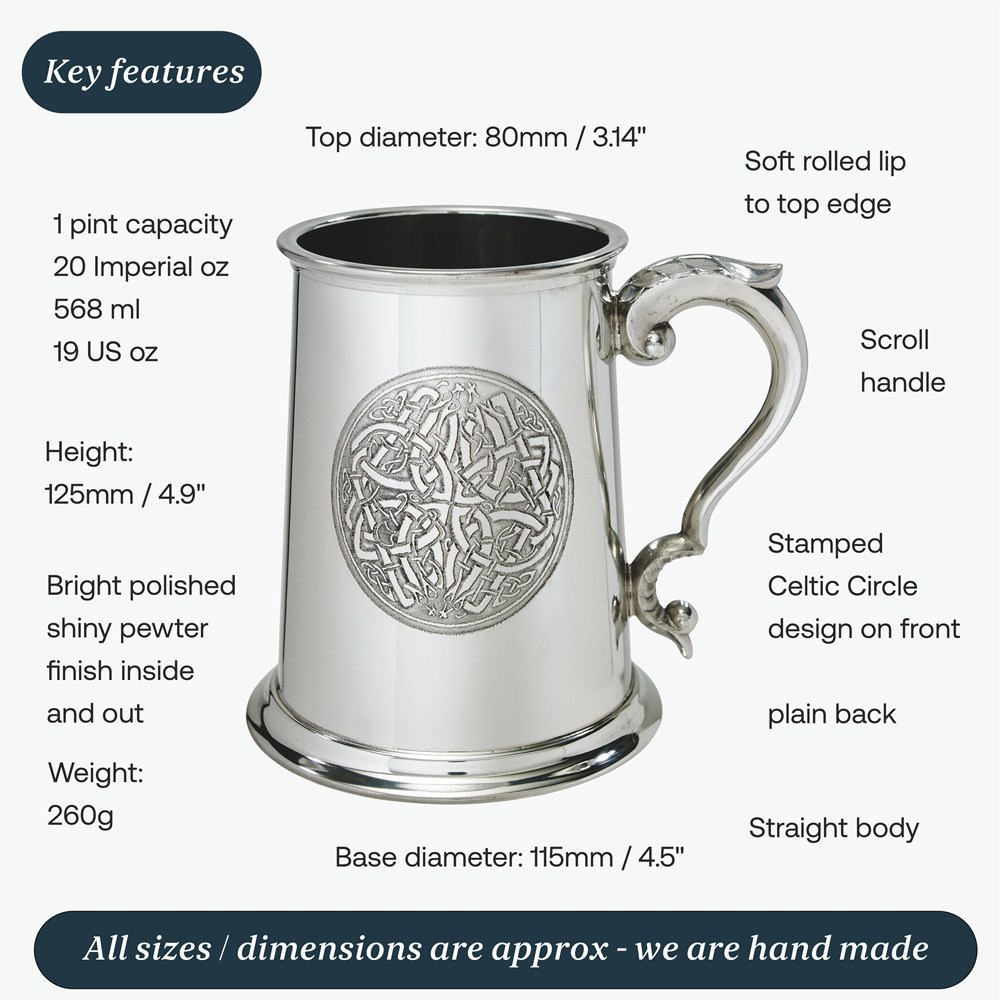 Celtic Circle One Pint Pewter Tankard Celtic Circle One Pint Pewter Tankard