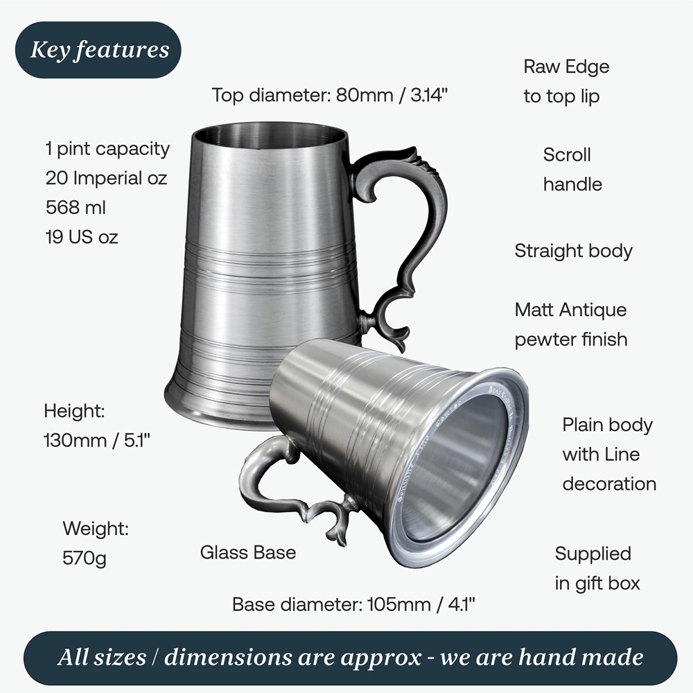 Glass Base Regency X Range Pewter Tankard Glass Base Regency X Range Pewter Tankard