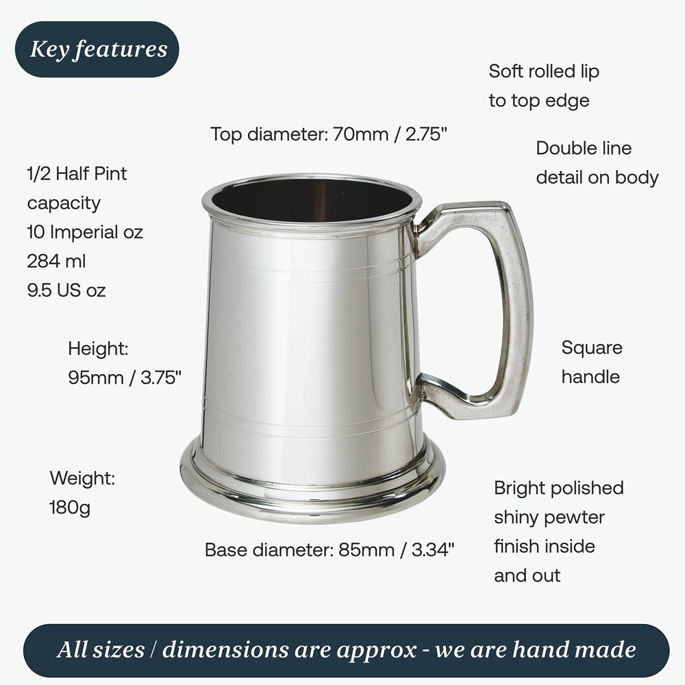 Half Pint Double Lined Pewter Tankard Half Pint Double Lined Pewter Tankard