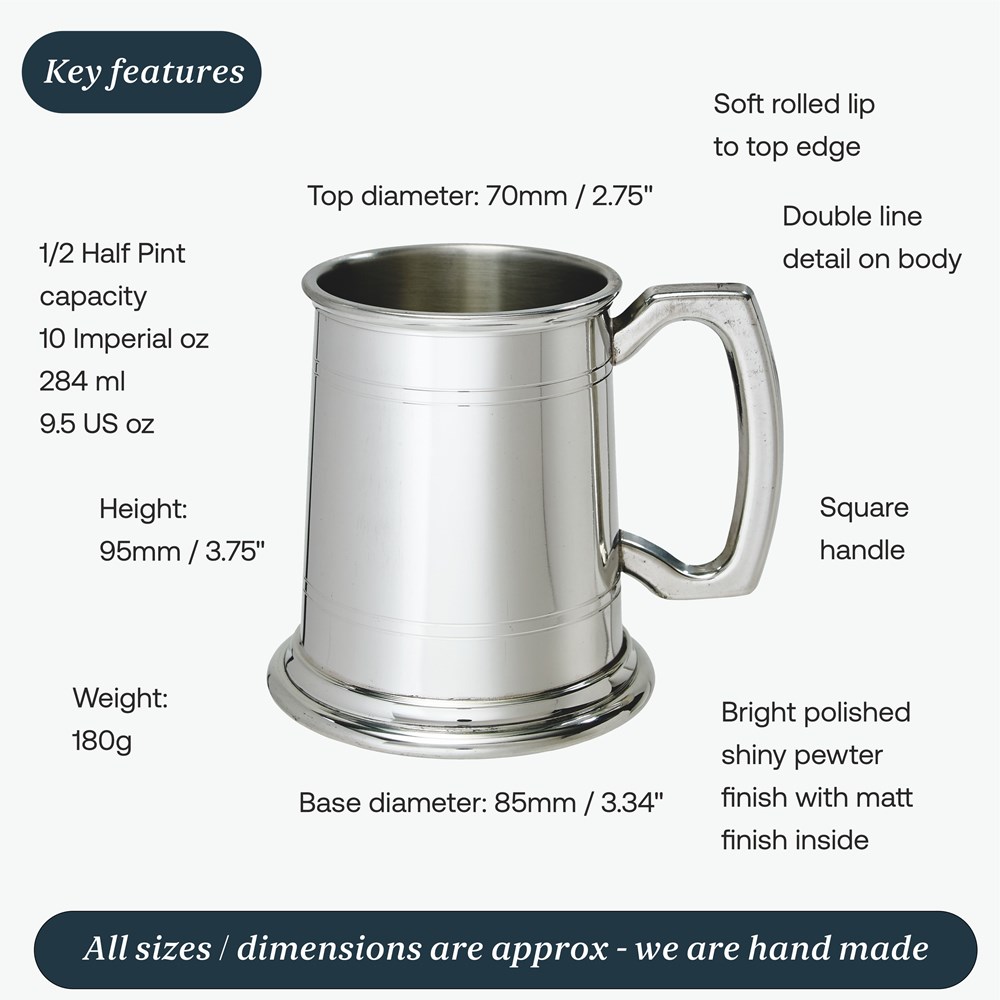 Half Pint Standard Double Lined Pewter Tankard Half Pint Standard Double Lined Pewter Tankard