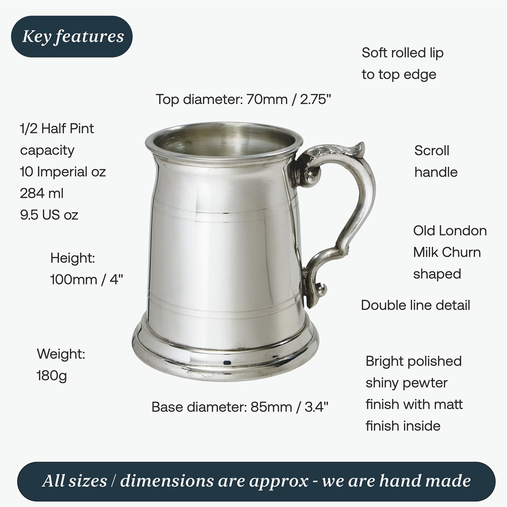Half Pint Old London Pewter Tankard Half Pint Old London Pewter Tankard
