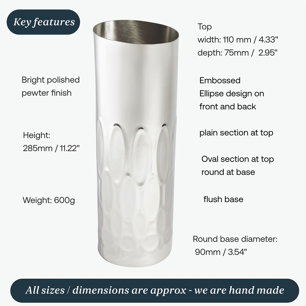 Large Pewter Elipse Vase