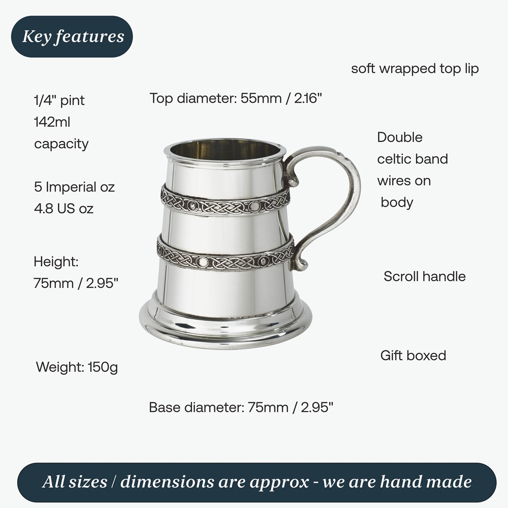 Quarter Pint Double Celtic Bands Pewter Baby Mug Quarter Pint Double Celtic Bands Pewter Baby Mug