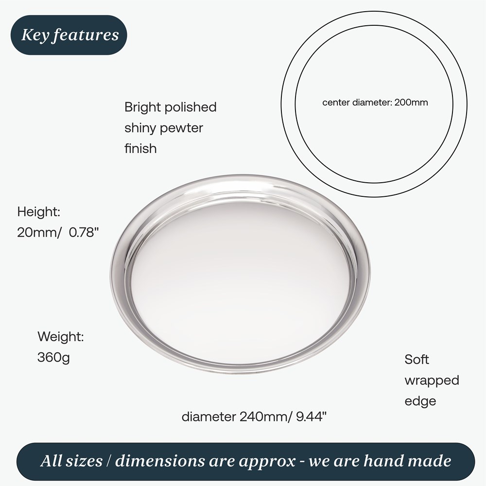 Medium 240mm Round Pewter Tray Medium 240mm Round Pewter Tray