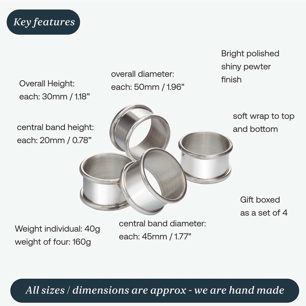 Set Of Four Pewter Napkin Rings Set Of Four Pewter Napkin Rings