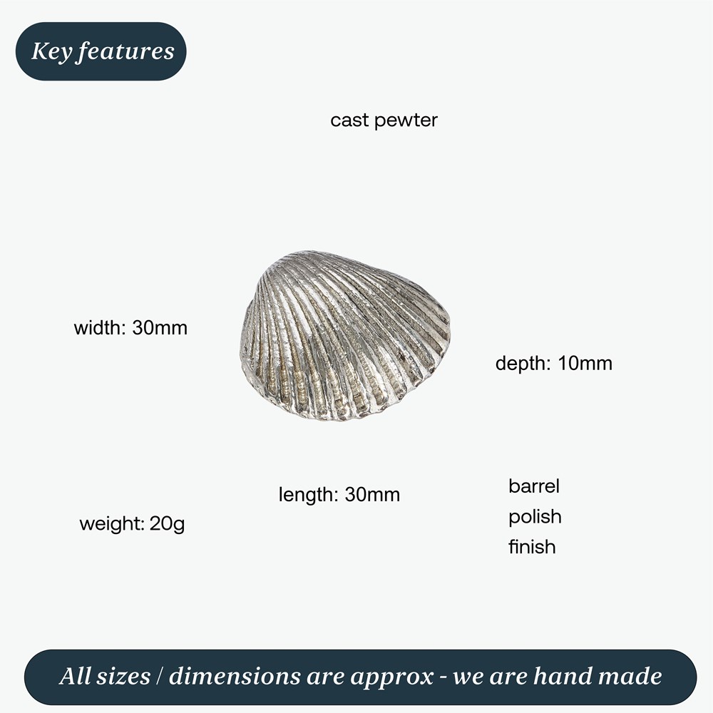 Cast Pewter Small Cockle Shell Ornament