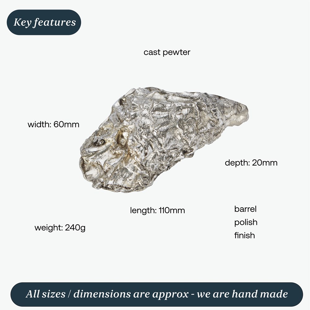 Cast Pewter Oyster Shell Front Ornament Cast Pewter Oyster Shell Front Ornament