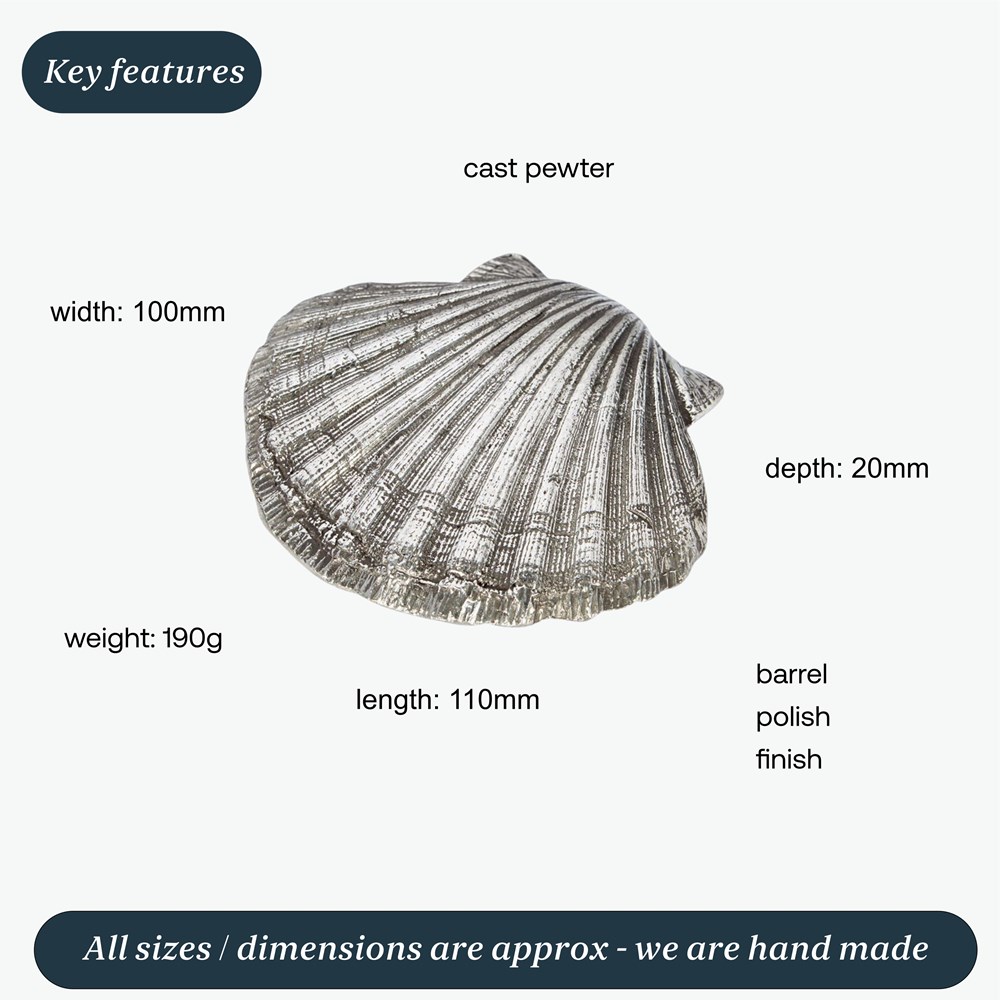 Cast Pewter Scallop Shell Ornament Cast Pewter Scallop Shell Ornament