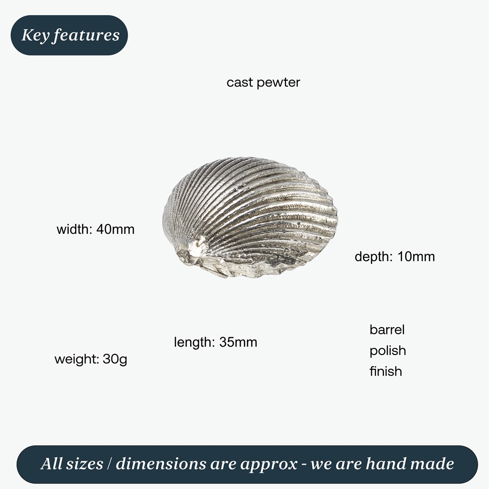 Cast Pewter Large Cockle Shell Ornament Cast Pewter Large Cockle Shell Ornament