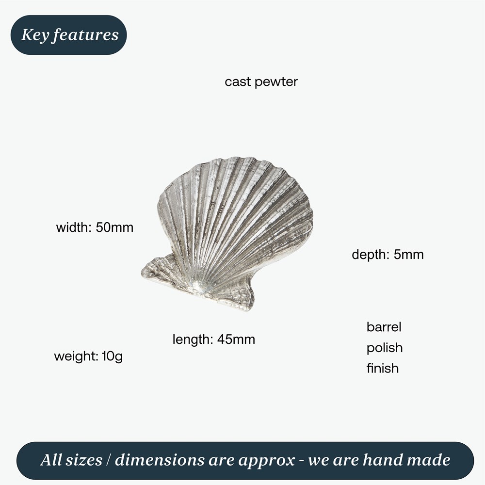 Cast Pewter Baby Scallop Shell Ornament Cast Pewter Baby Scallop Shell Ornament