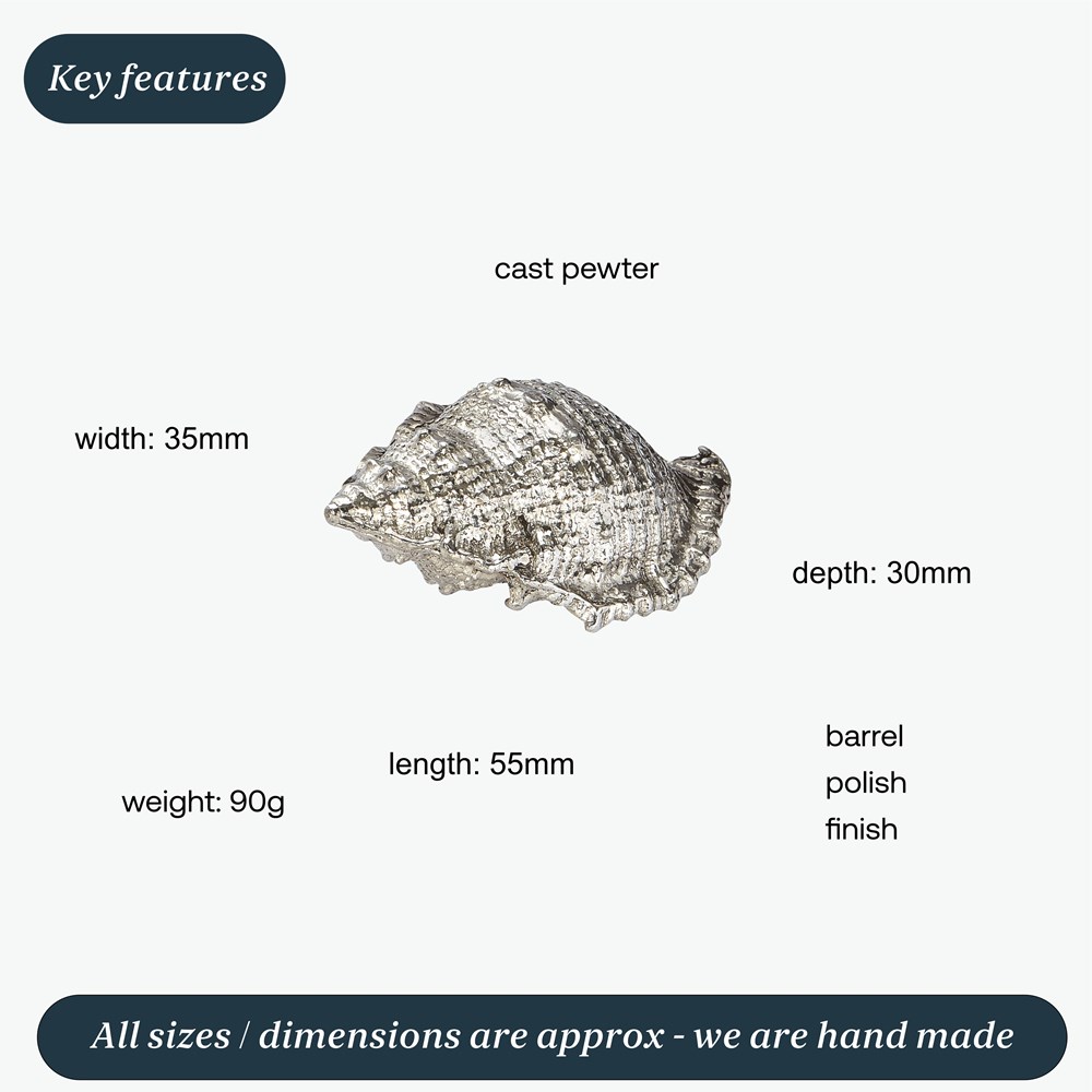 Cast Pewter Triton Shell Ornament
