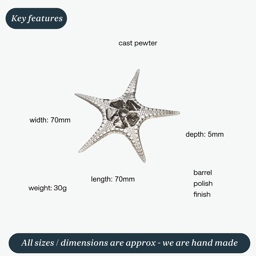 Cast Pewter Fancy Starfish Ornament