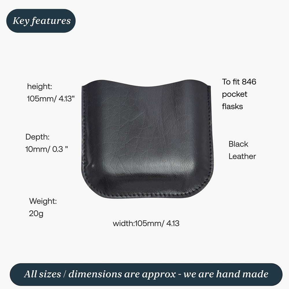 Black Leather Pouch To Fit 6oz Pocket Flasks