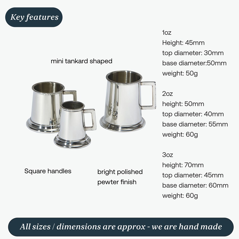 Set Of Three Pewter Tankard Measures