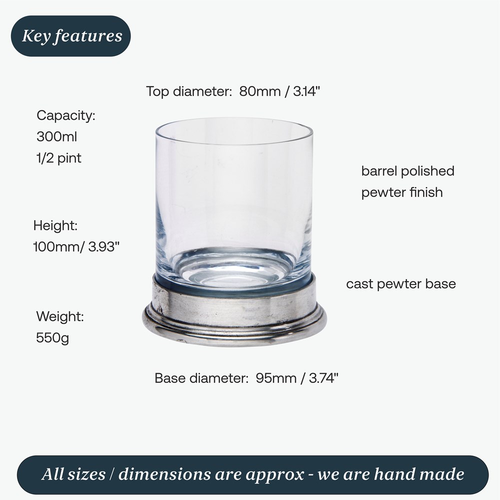 Pewter & Glass Double Old Fashioned Glass