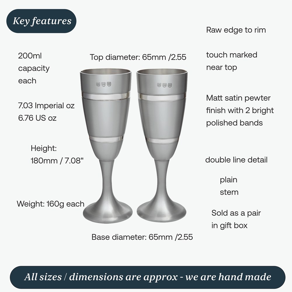 Pair of Grooved Pewter Celebration Flutes Pair of Grooved Pewter Celebration Flutes