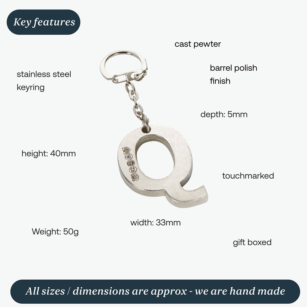 Initial Q Touchmarked Pewter Keyring Initial Q Touchmarked Pewter Keyring