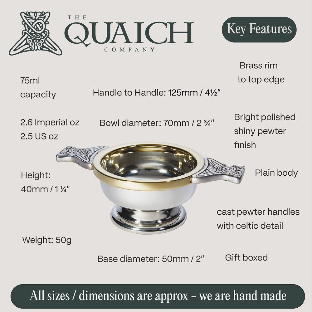 Brass Rim Small Pewter Quaich Brass Rim Small Pewter Quaich