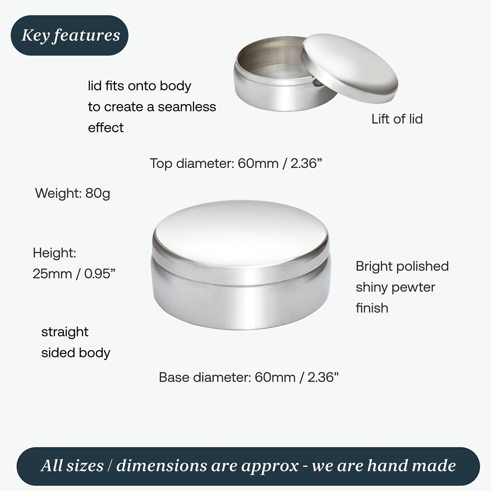 6cm Plain Round Pewter Trinket Box