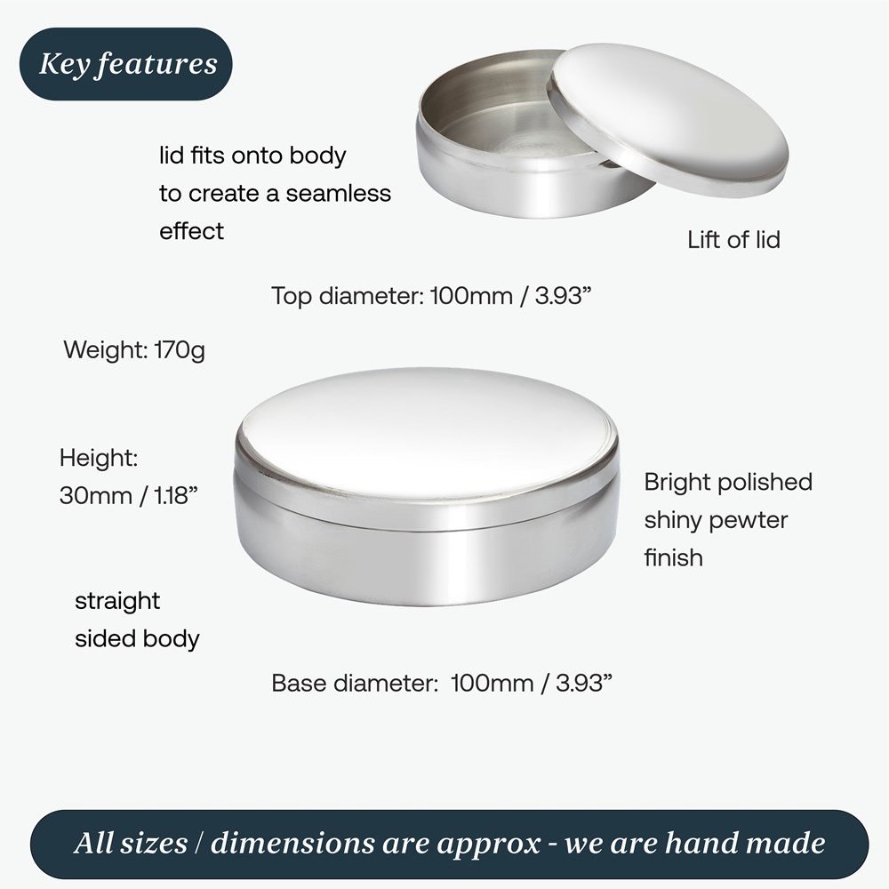 10cm Round Plain Pewter Trinket Box 10cm Round Plain Pewter Trinket Box