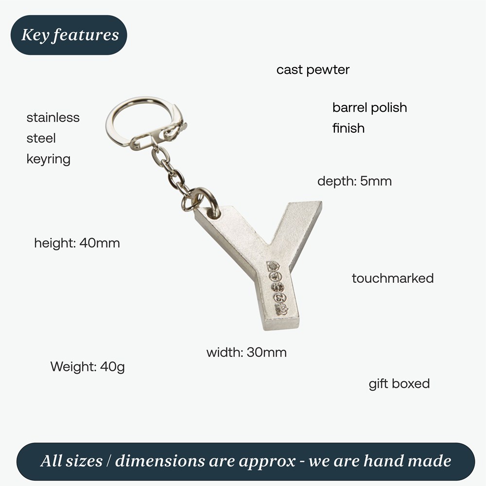 Initial Y Touchmarked Pewter Keyring Initial Y Touchmarked Pewter Keyring