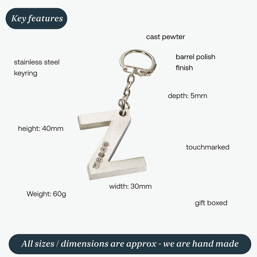 Initial Z Touchmarked Pewter Keyring