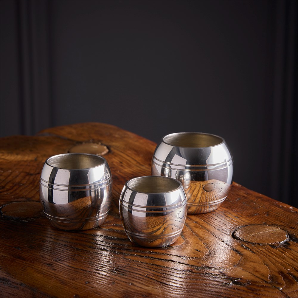 Set Of Three Pewter Barrel Measures