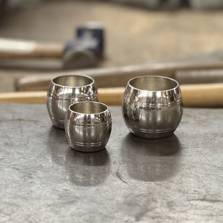 Set Of Three Pewter Barrel Measures
