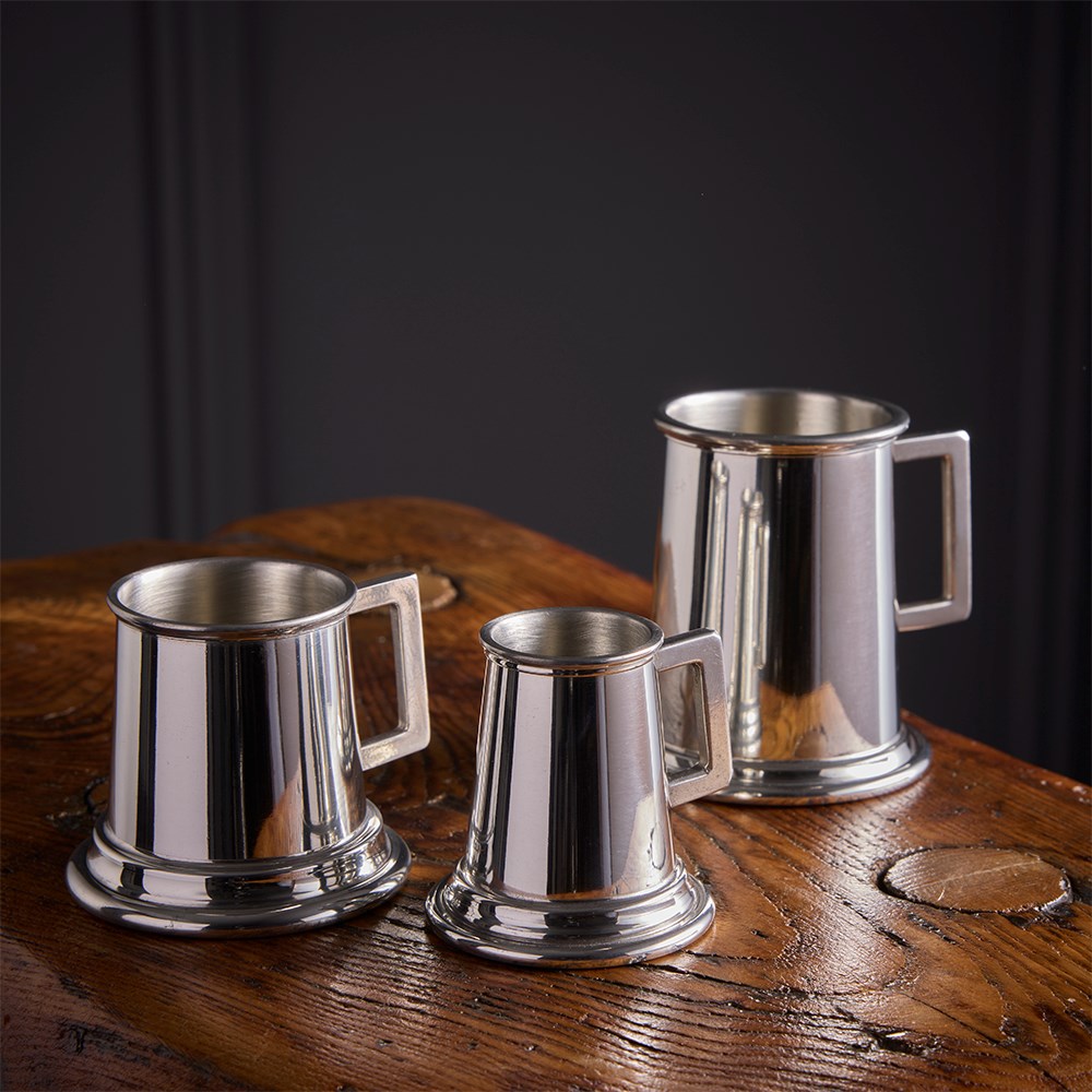 Set Of Three Pewter Tankard Measures