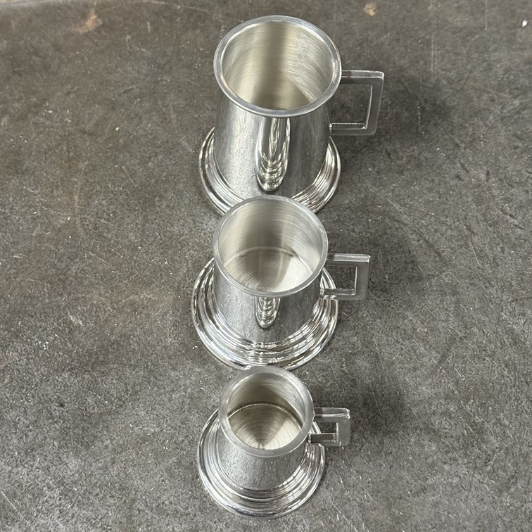 Set Of Three Pewter Tankard Measures Set Of Three Pewter Tankard Measures