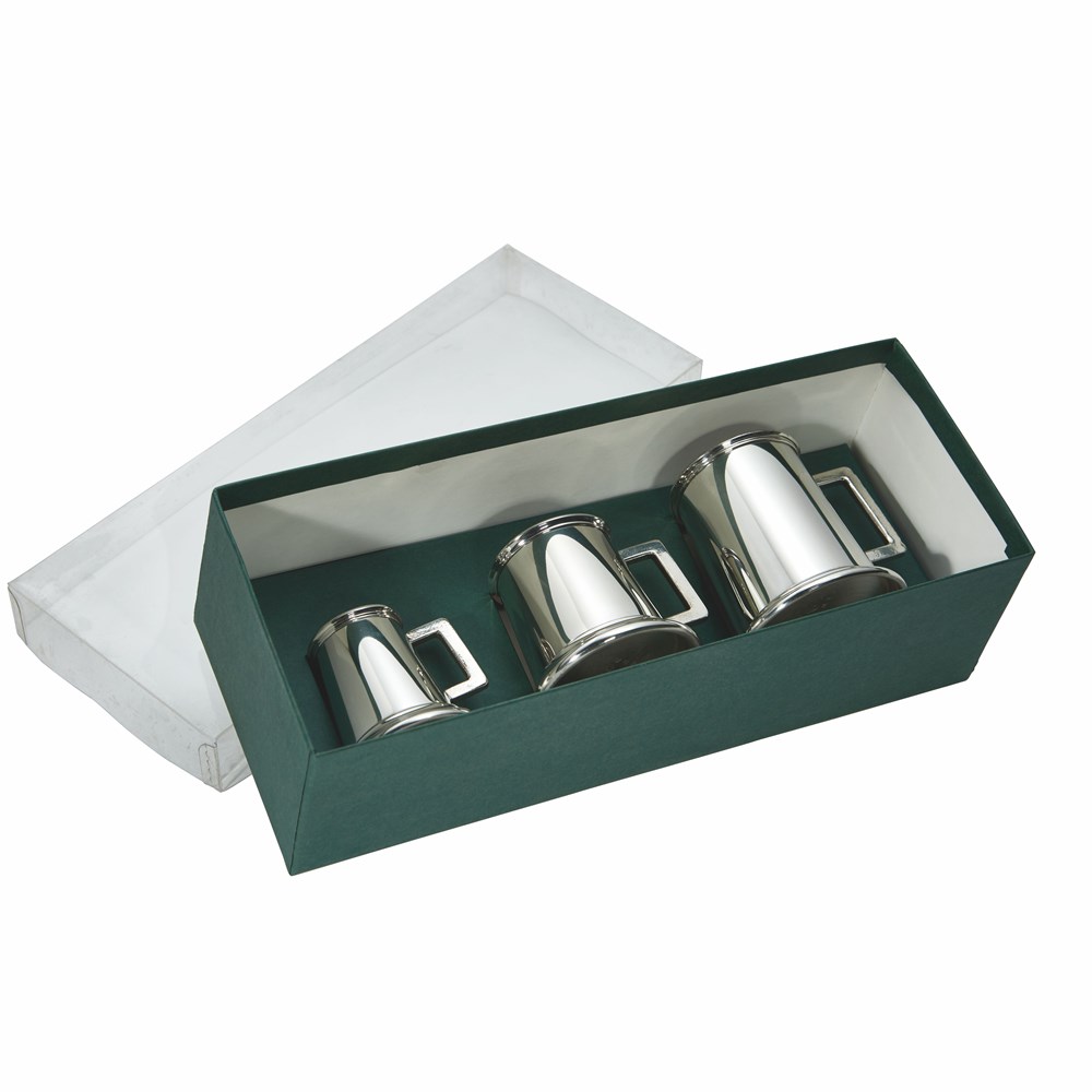 Set Of Three Pewter Tankard Measures Set Of Three Pewter Tankard Measures