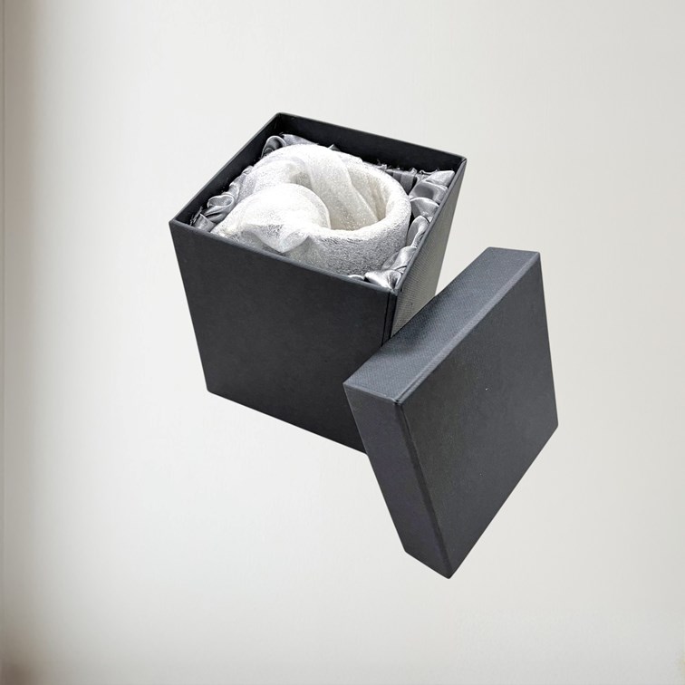 Lined Square Handle Baby Pewter Quarter Pint Mug silk lined box