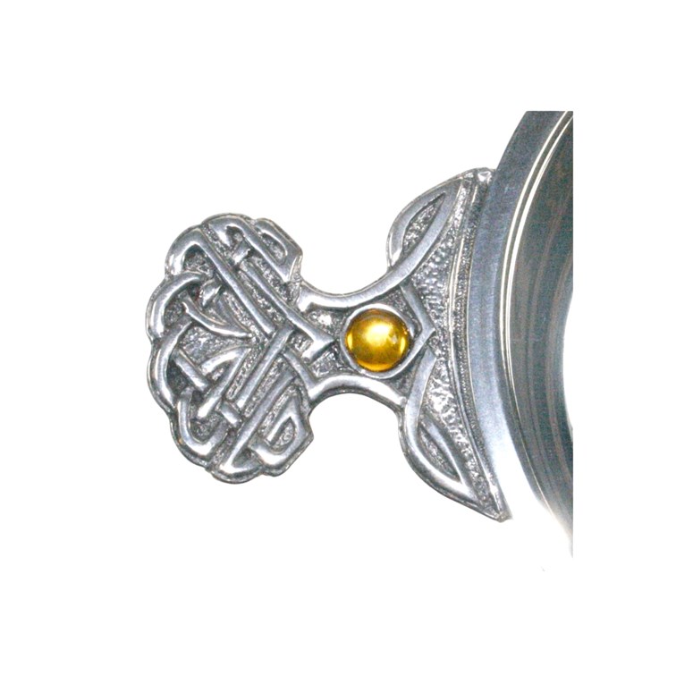 Birthstone Pewter Quaich November With Topaz Stones Handle design on the Birthstone pewter quaich November with Topaz Stones
