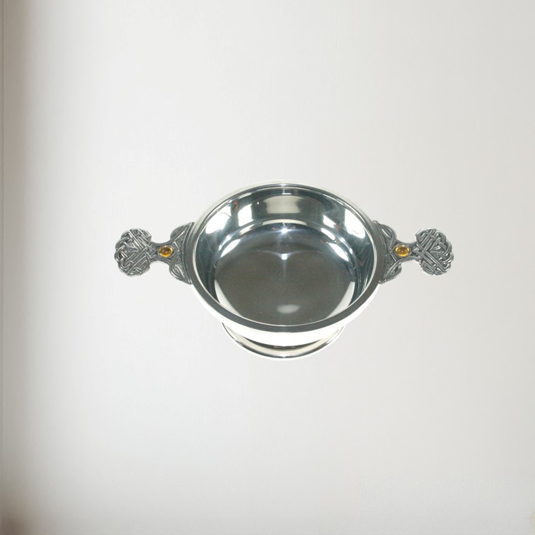 Birthstone Pewter Quaich November With Topaz Stones Birthstone Pewter Quaich November With Topaz Stones
