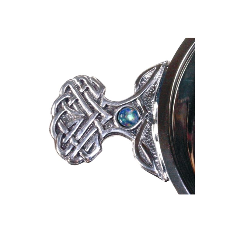 Birthstone Pewter Quaich October With Opal Stones Handle Design on Birthstone pewter quaich October with Opal Stones