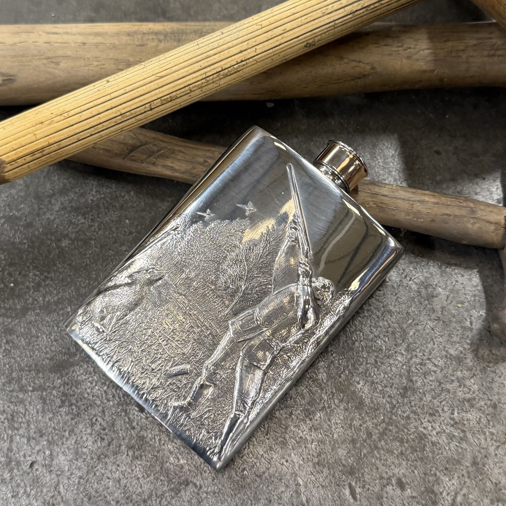 3oz Embossed Shooting Top Pocket Flask