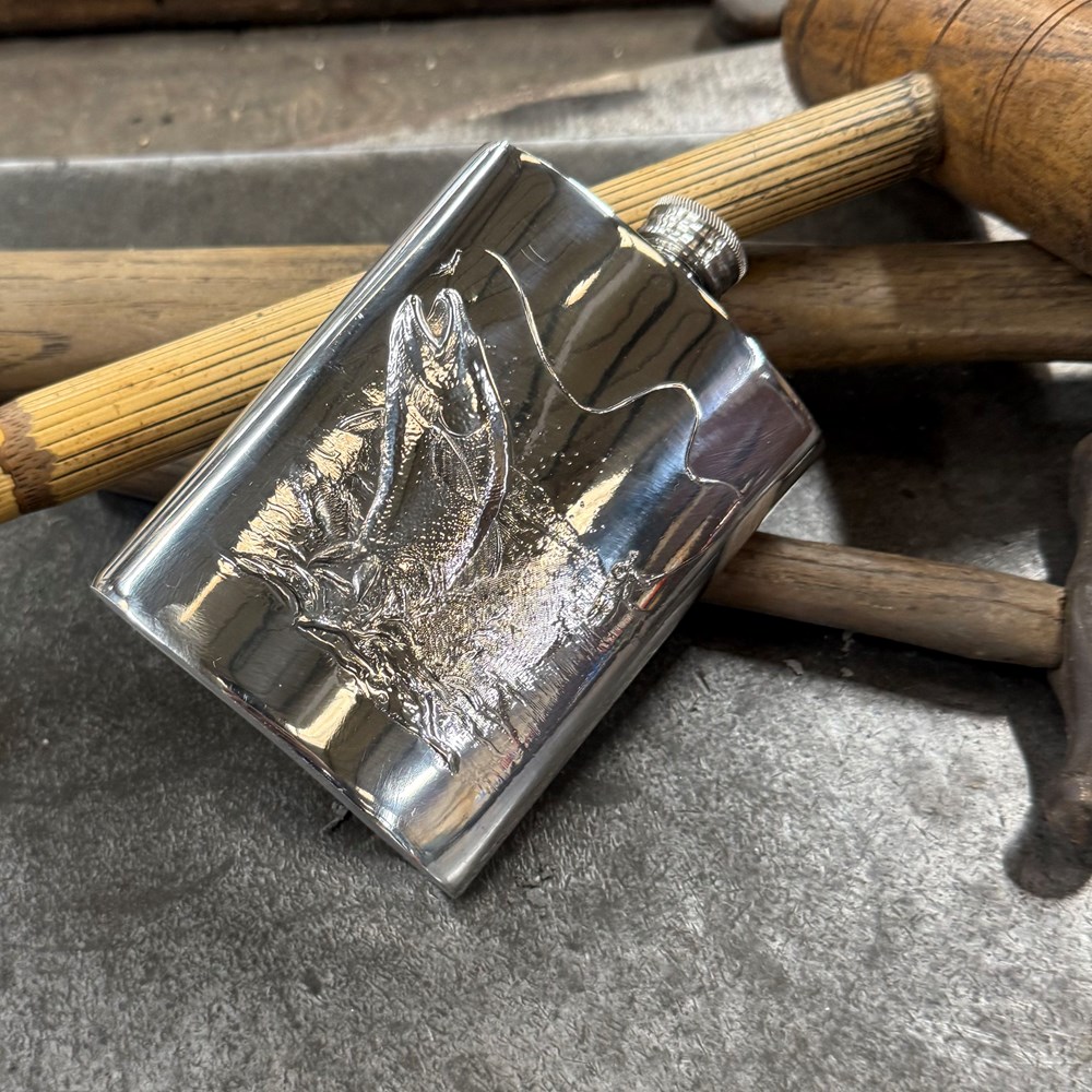 6oz Embossed Fishing Flask