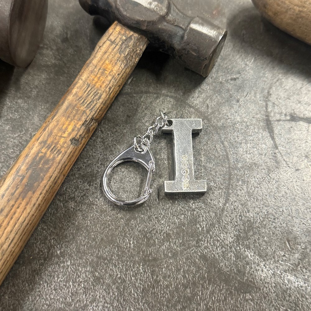 Initial I Touchmarked Pewter Keyring