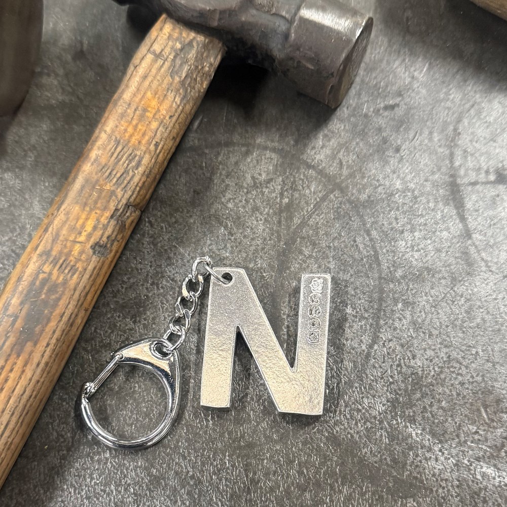 Initial N Touchmarked Pewter Keyring
