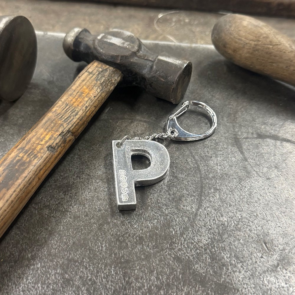 Initial P Touchmarked Pewter Keyring