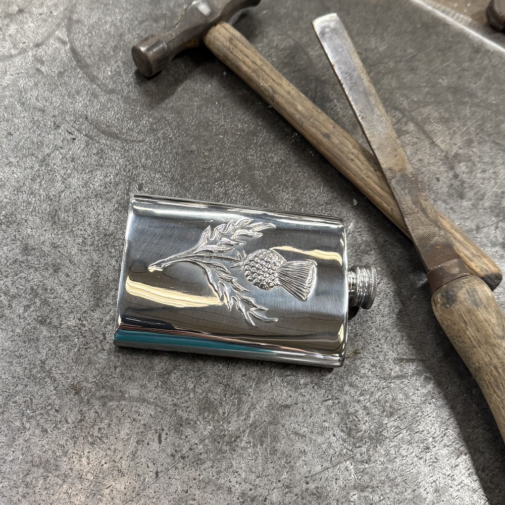 3oz Embossed Thistle Top Pocket Flask