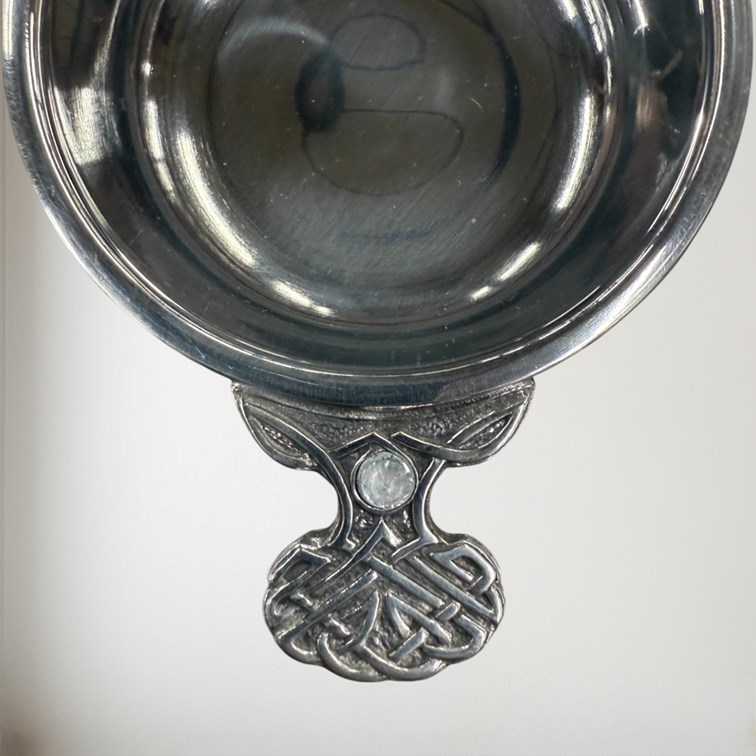 Birthstone Pewter Quaich April With Cubic Zicorna Stones Birthstone Pewter Quaich April With Cubic Zicorna Stones