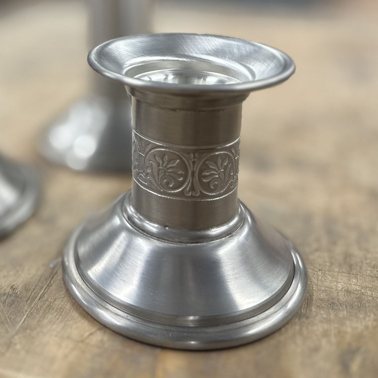 Extra Small Medieval Pewter Candle Holder Antique Finish Extra Small Medieval Pewter Candle Holder Antique Finish