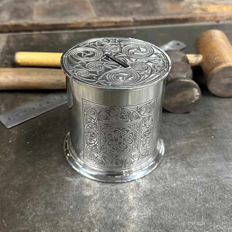 Celtic Spiral Pewter Money Box Celtic Spiral Pewter Money Box