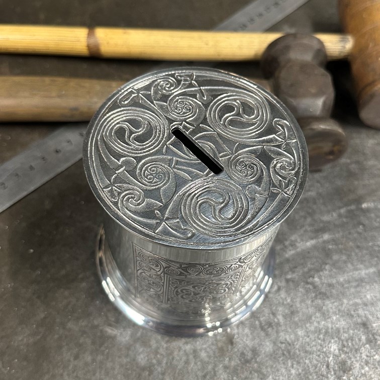 Celtic Spiral Pewter Money Box Celtic Spiral Pewter Money Box