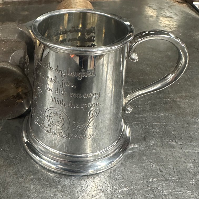 Cow Over The Moon Pewter Quarter Pint Baby Mug Cow Over The Moon Pewter Quarter Pint Baby Mug