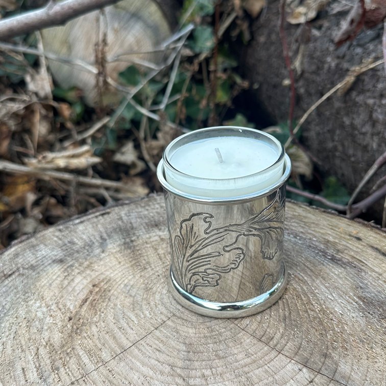 Acanthus Pattern Pewter Candle Votive Acanthus Pattern Pewter Candle Votive