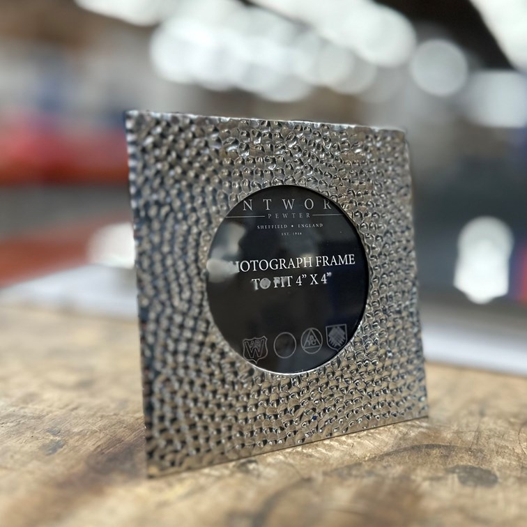Small Hammered 4"X4" Pewter Picture Frame Small Hammered 4"X4" Pewter Picture Frame